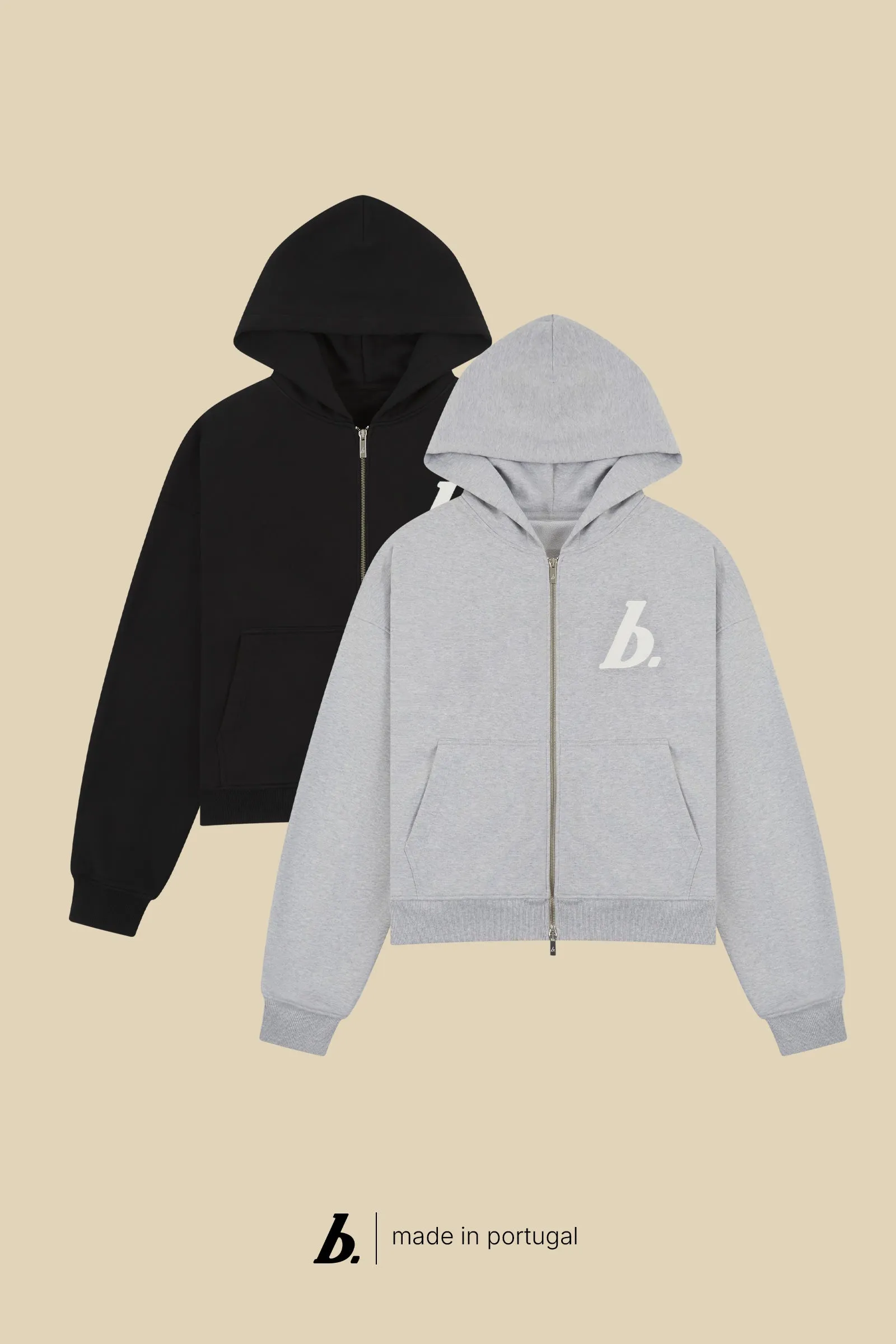 STAMP ZIP-UP HOODIE TWIN PACK - BLACK/GREY MARL sold by Bound