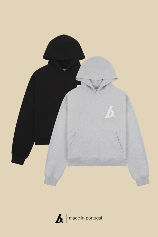 STAMP HOODIE TWIN PACK - BLACK/GREY MARL made by Bound