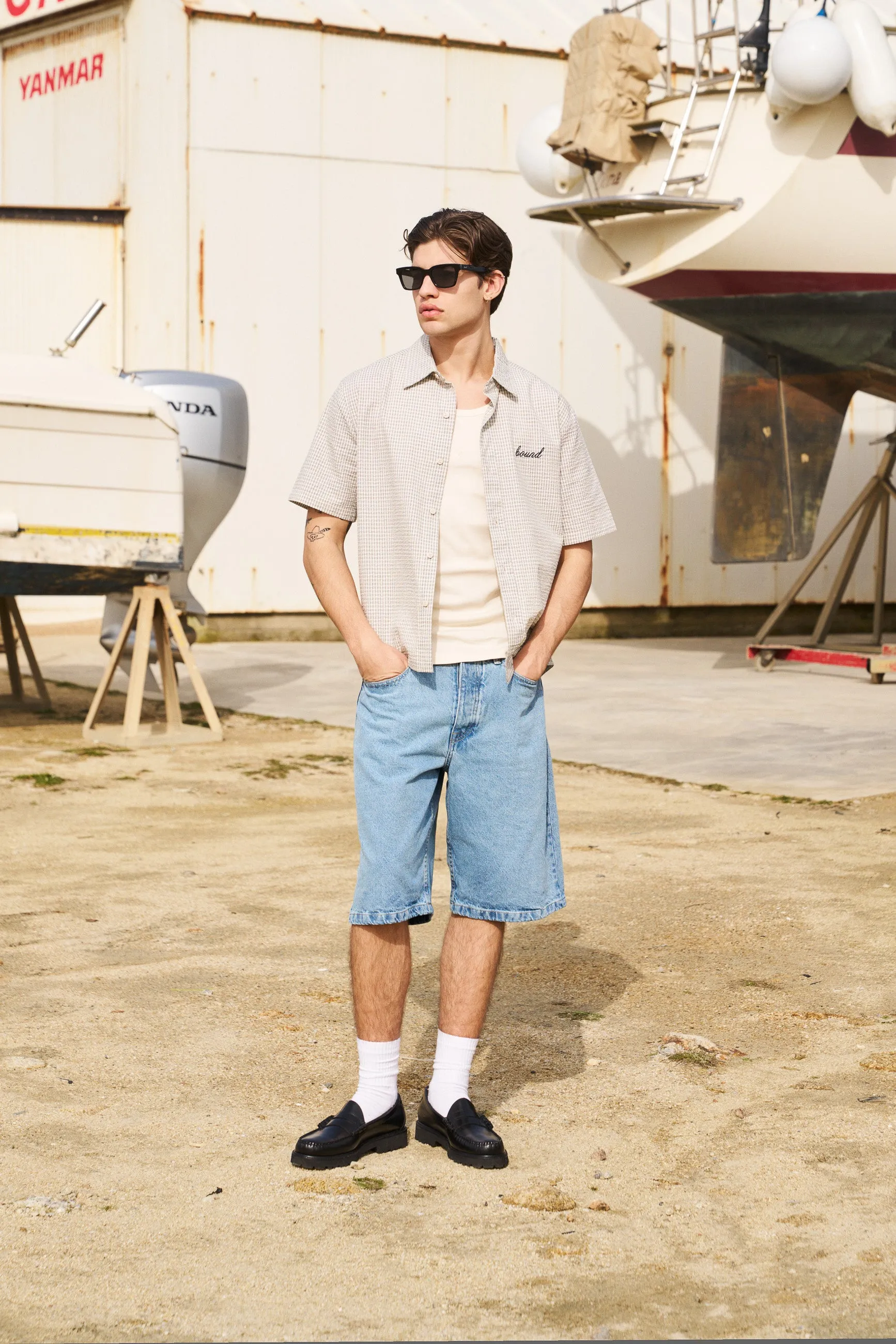 GINGHAM CROPPED SHIRT - ECRU sold by Bound product image thumbnail 2