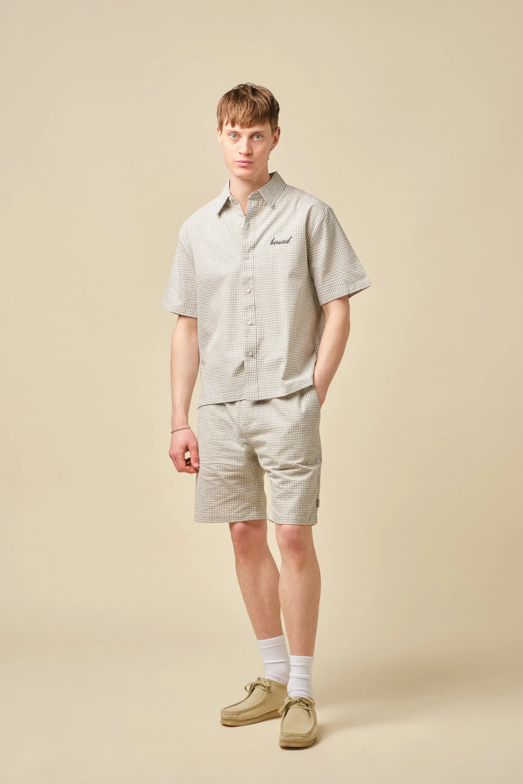 GINGHAM CROPPED SHIRT - ECRU sold by Bound product image thumbnail 5