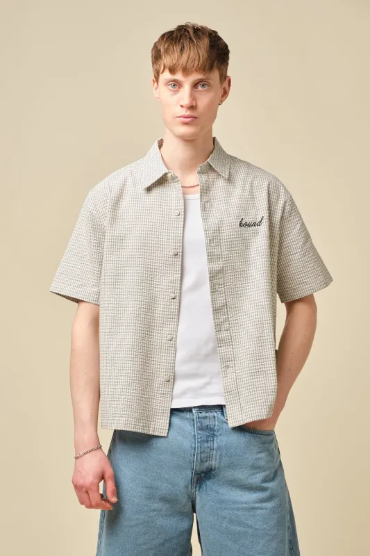 GINGHAM CROPPED SHIRT - ECRU sold by Bound