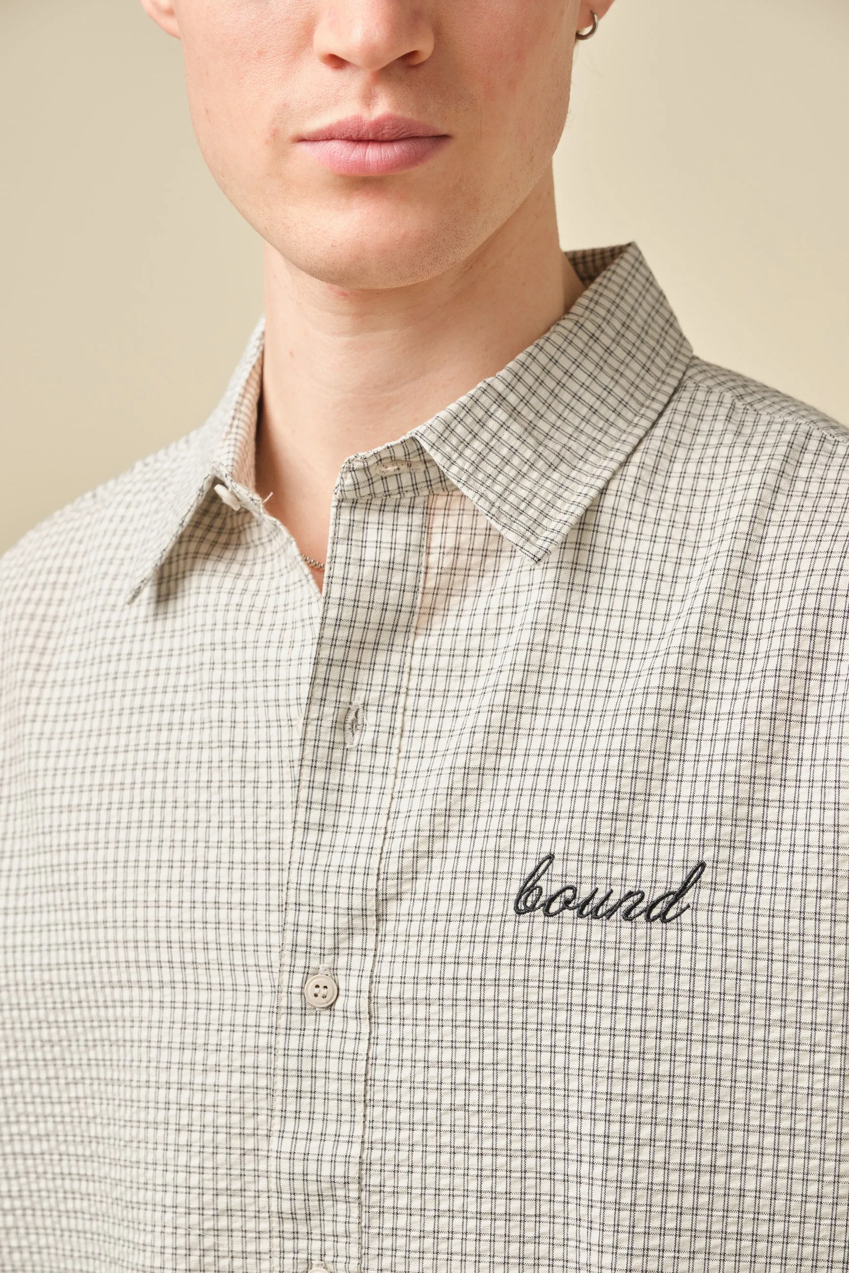 GINGHAM CROPPED SHIRT - ECRU sold by Bound product image thumbnail 4