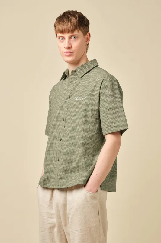 GINGHAM CROPPED SHIRT - OLIVE sold by Bound