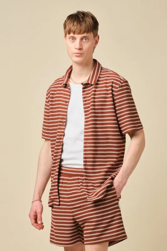 STRIPE JACQUARD RUST SHIRT sold by Bound