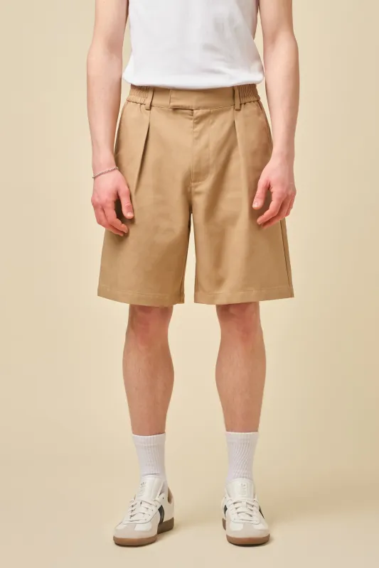 WIDE PLEATED SHORTS - CAMEL made by Bound