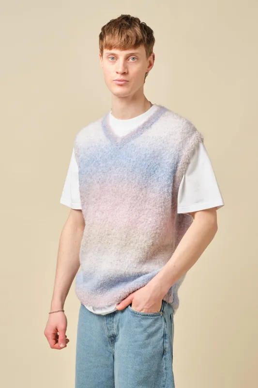 BOUCLE GRADIENT V-NECK KNIT VEST - CANDY made by Bound