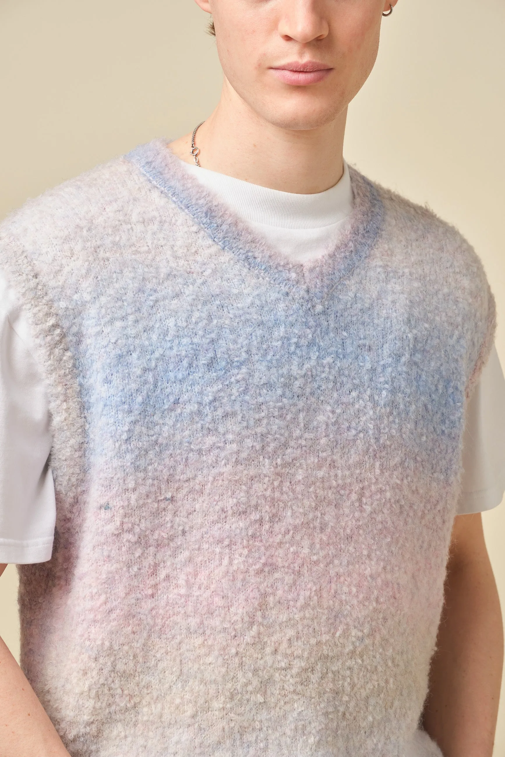 BOUCLE GRADIENT V-NECK KNIT VEST - CANDY sold by Bound product image thumbnail 3