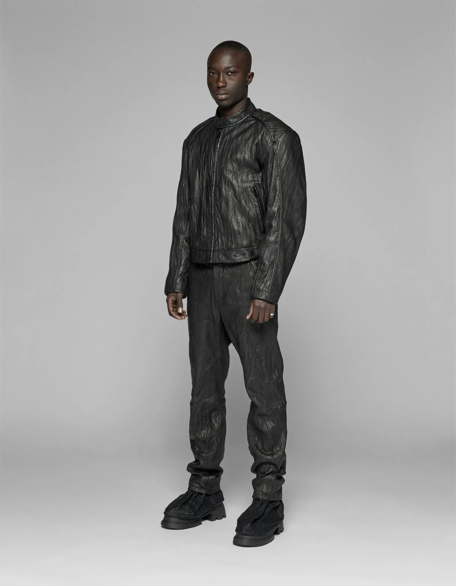 Crinkle Leather Jacket - Black sold by Han Kjøbenhavn product image thumbnail 3
