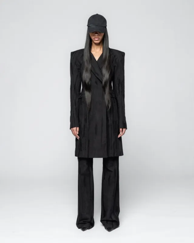 Longline Linen Blazer - Black sold by Han Kjøbenhavn