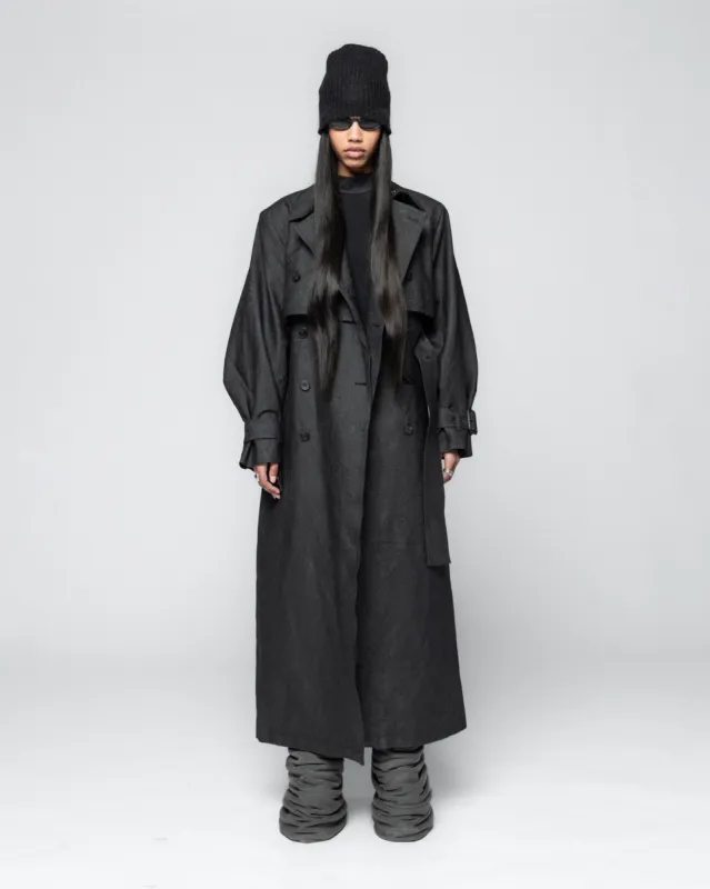 Heavy Jacquard Trenchcoat - Anthracite Black sold by Han Kjøbenhavn