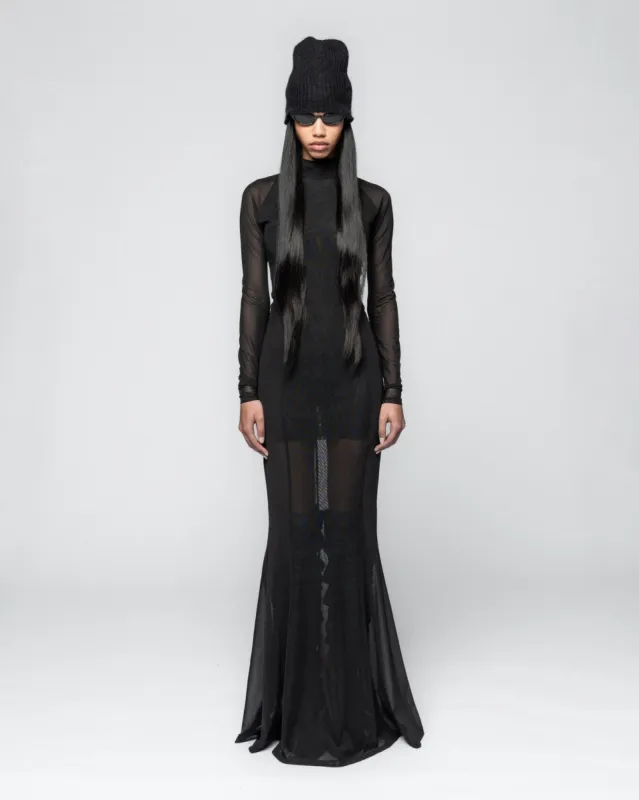 Draped Mesh Dress - Anthracite Black sold by Han Kjøbenhavn