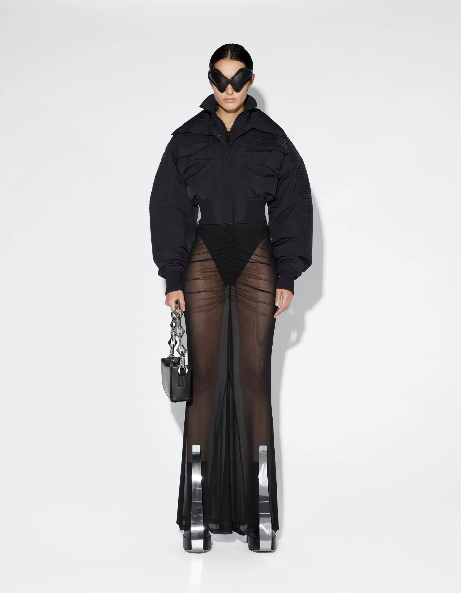 Pleated Bomber Jacket - Black sold by Han Kjøbenhavn