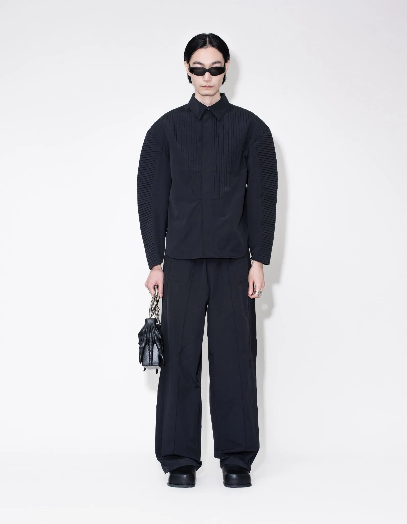 Pleated Detail Shirt - Black sold by Han Kjøbenhavn