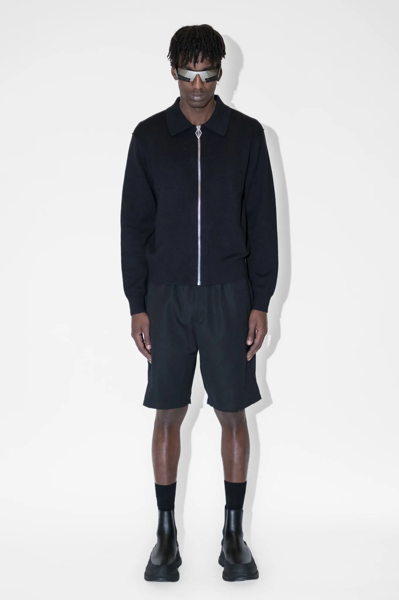 Knit Zip Cardigan - Black sold by Han Kjøbenhavn