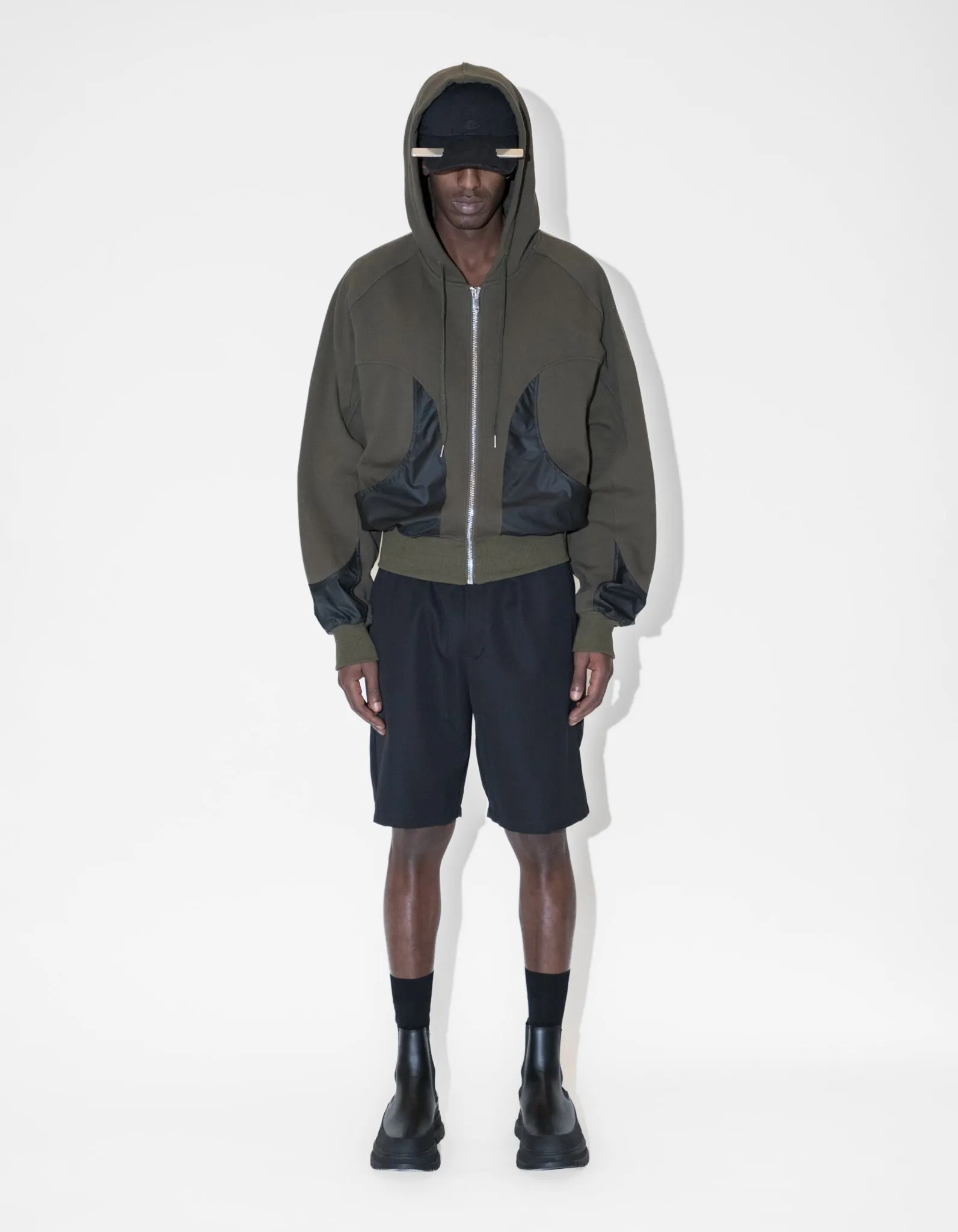 Jersey Zip Relaxed Hoodie - Dark Green sold by Han Kjøbenhavn