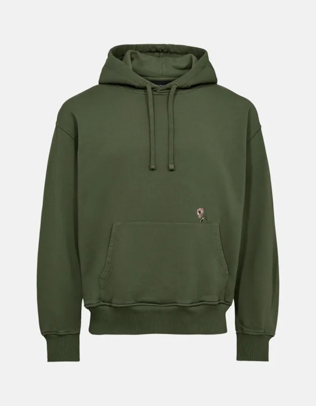 Roots Embroidery Hoodie - Green sold by Han Kjøbenhavn