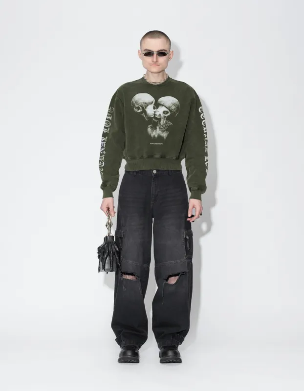 Aliens Kissing Cropped Relaxed Crewneck sold by Han Kjøbenhavn