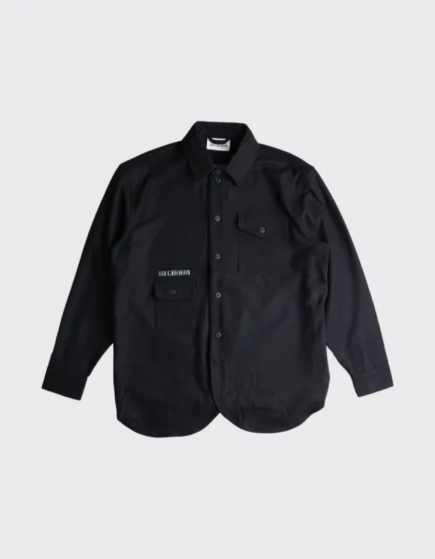 Second Life Army Shirt  / M - Black Wool Logo sold by Han Kjøbenhavn