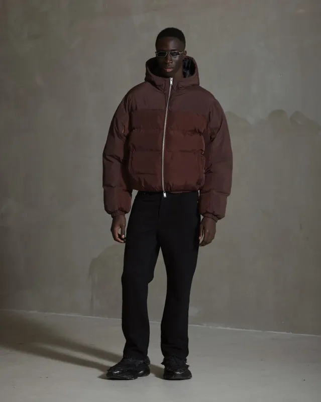 Hooded Puffer Jacket - Burgundy sold by Han Kjøbenhavn