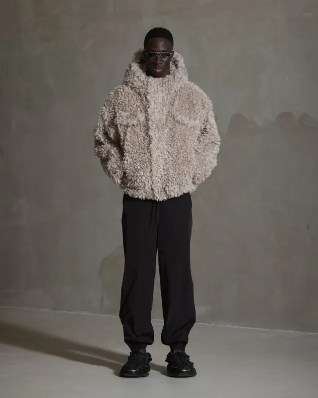 Faux Shearling Short Jacket - Khaki Beige sold by Han Kjøbenhavn