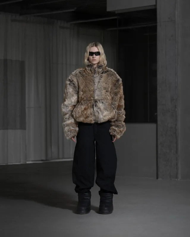 Faux Fur Zip-up Jacket - Wild Brown sold by Han Kjøbenhavn