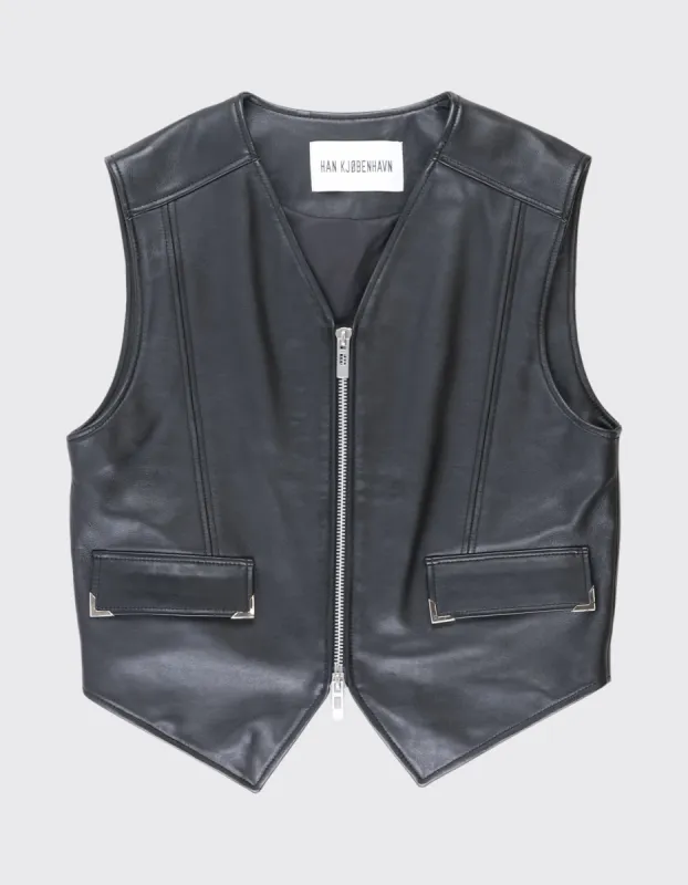 Second Life Leather Cargo Vest / 50 - Black sold by Han Kjøbenhavn