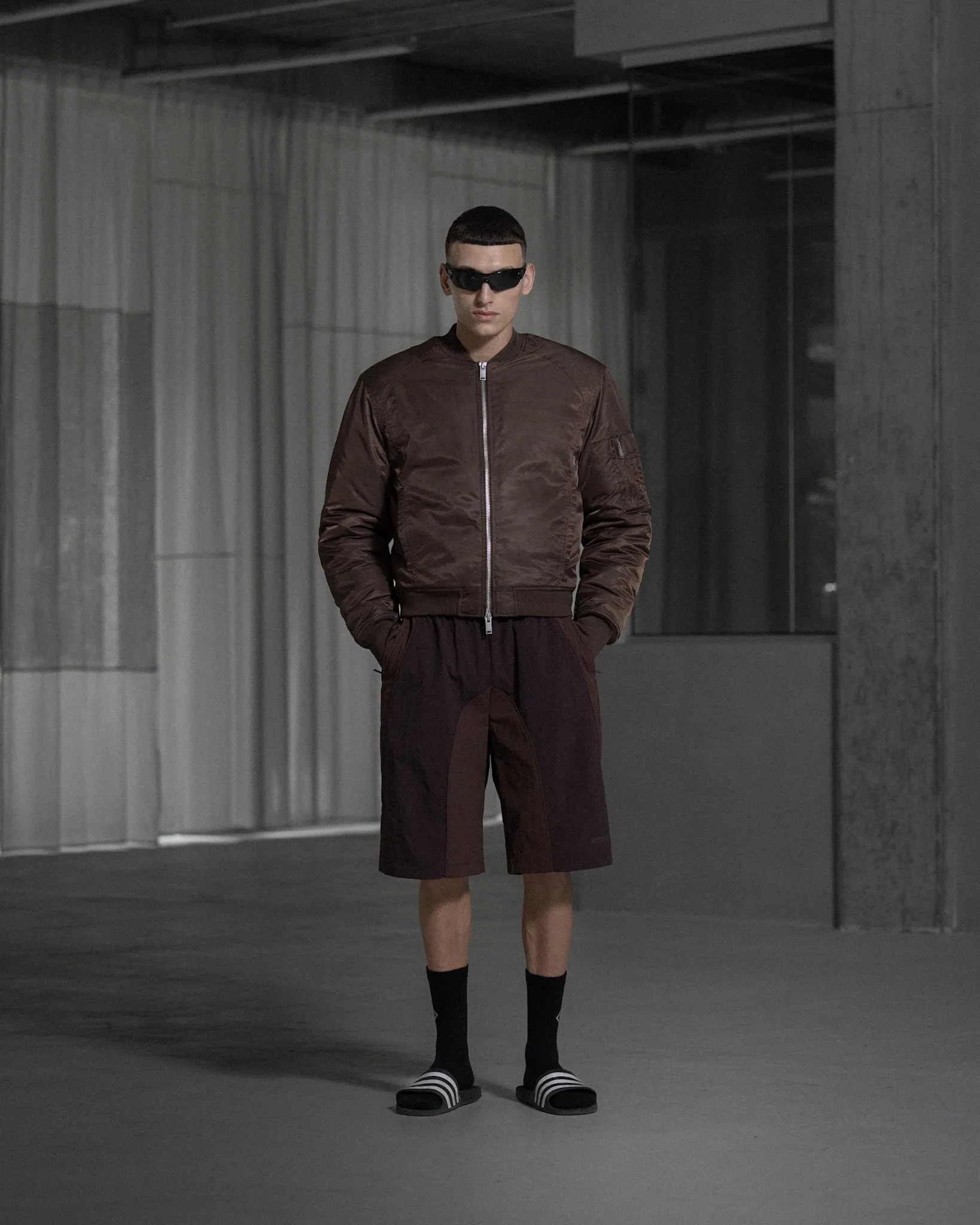 Padded Nylon Bomber - Warm Brown sold by Han Kjøbenhavn