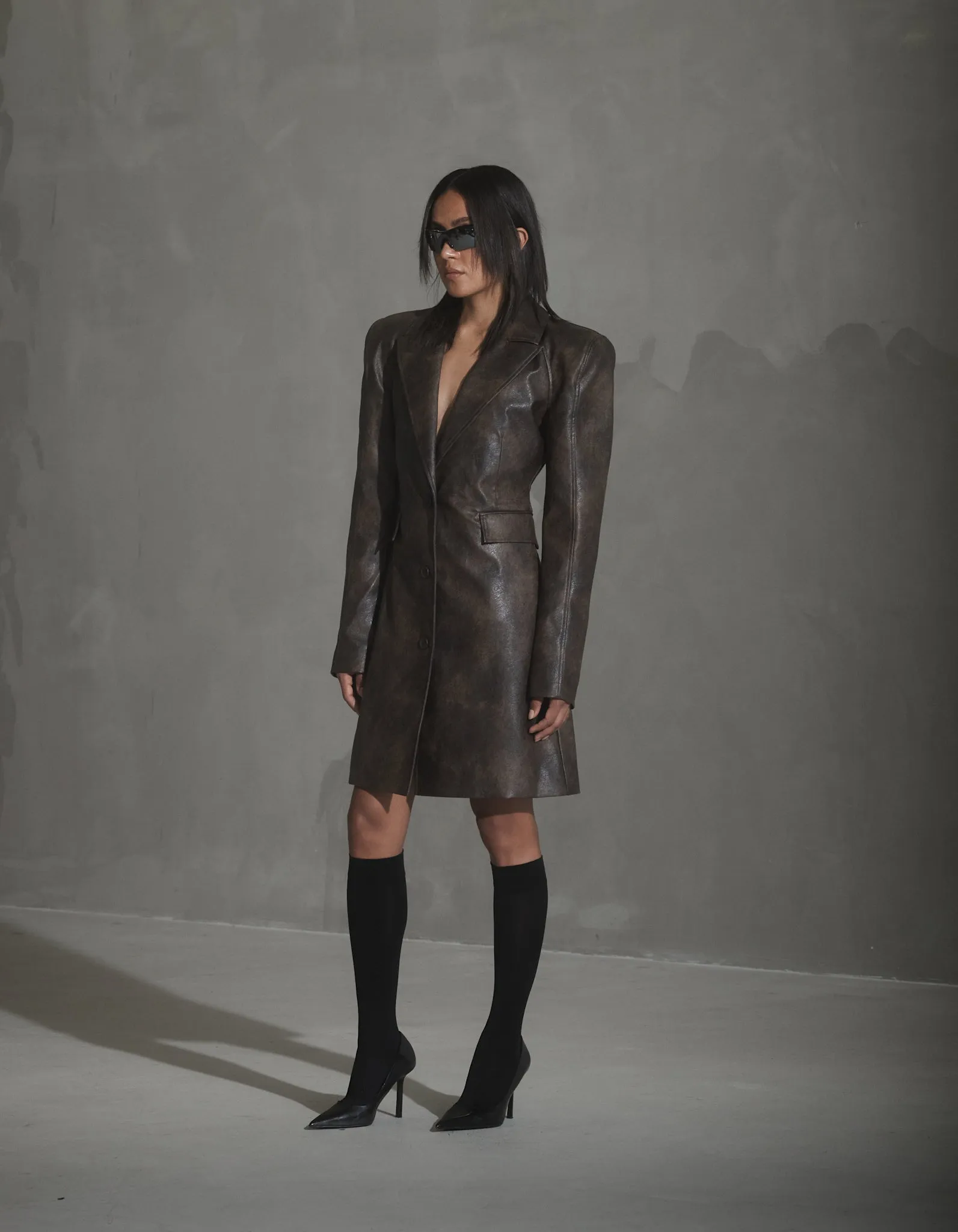 Faux Leather Coat - Warm Brown sold by Han Kjøbenhavn