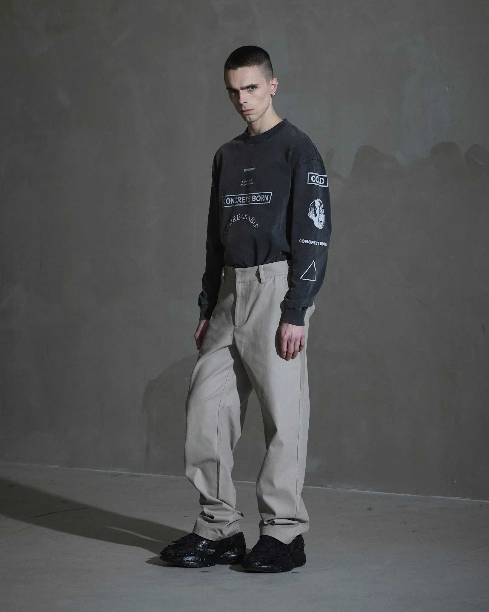 Straight Leg Canvas Trousers - Warm Light Grey sold by Han Kjøbenhavn