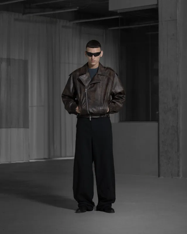 Faux Leather Biker Jacket - Warm Brown sold by Han Kjøbenhavn