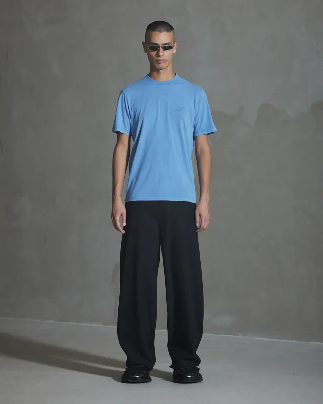 Monogram Embroidery Regular Tee - Dusty Blue sold by Han Kjøbenhavn