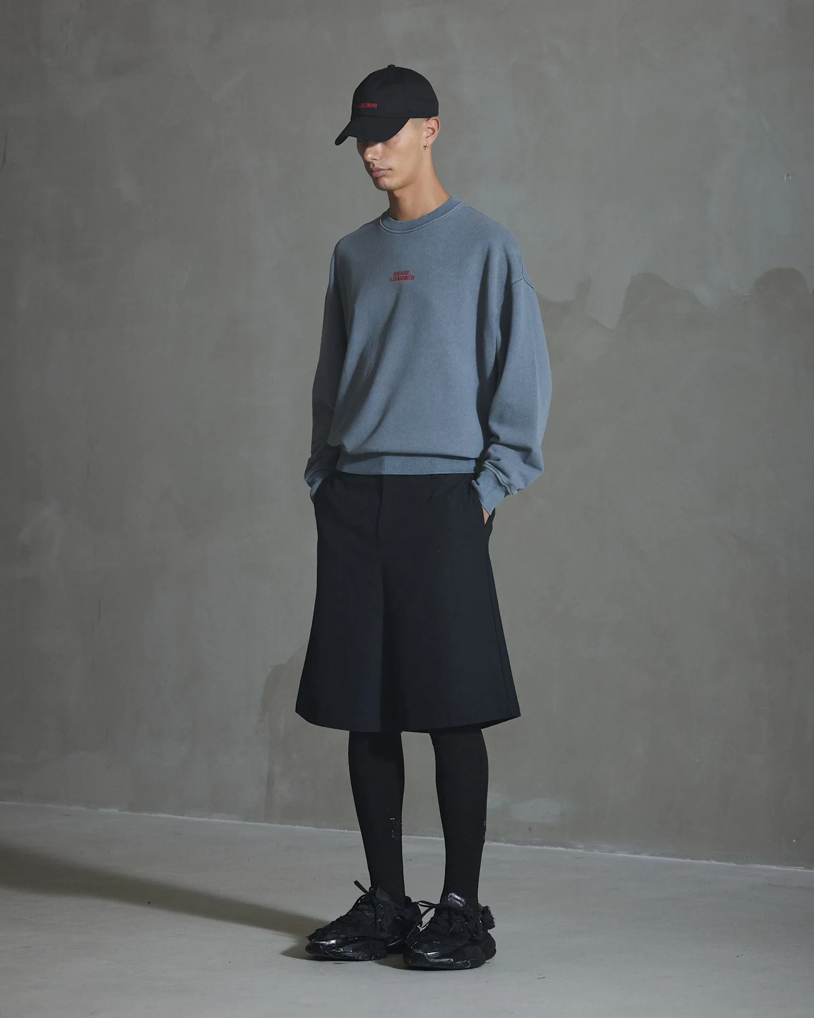 Snake Embroidery Oversized Crewneck - Dark Grey sold by Han Kjøbenhavn