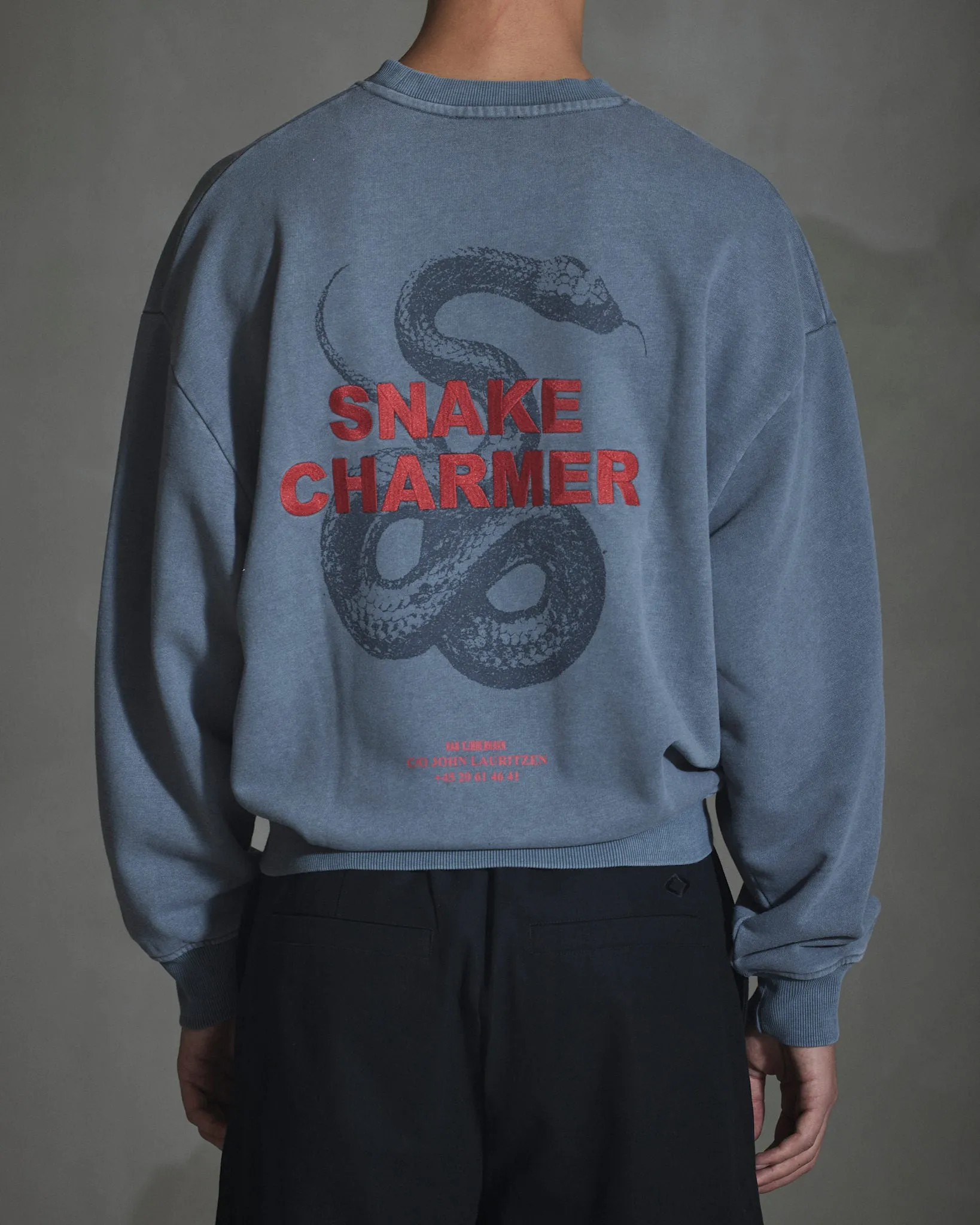 Snake Embroidery Oversized Crewneck - Dark Grey sold by Han Kjøbenhavn product image thumbnail 4