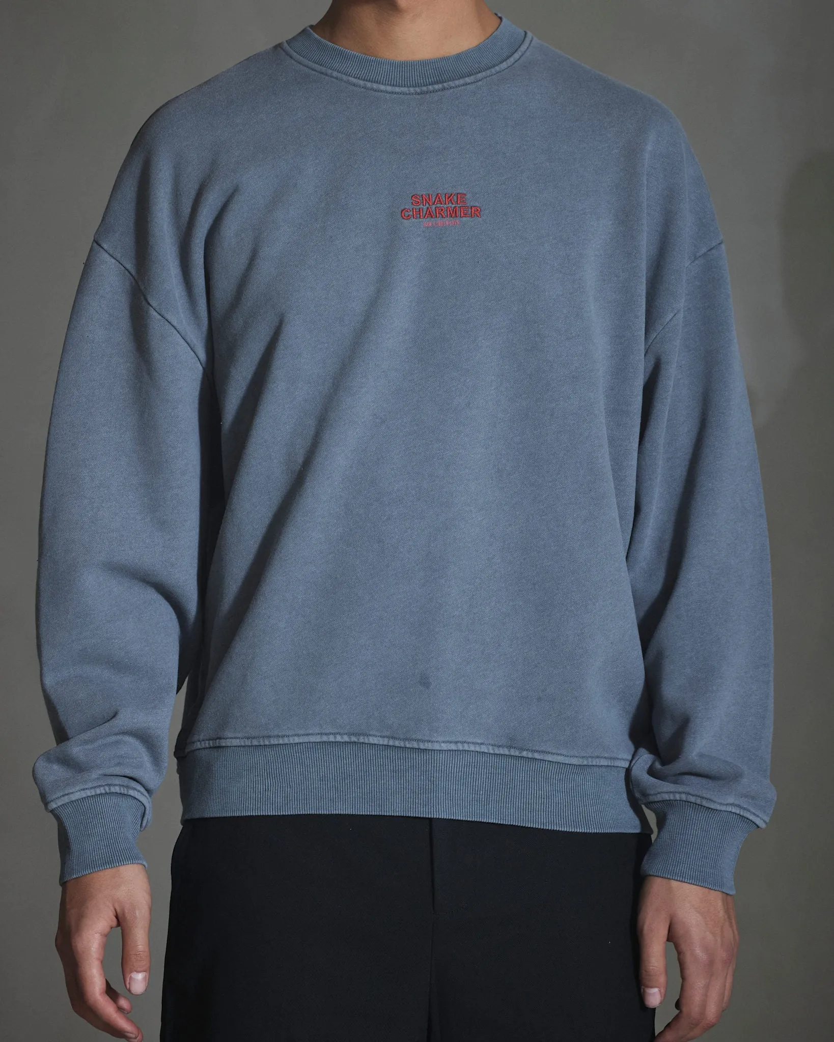 Snake Embroidery Oversized Crewneck - Dark Grey sold by Han Kjøbenhavn product image thumbnail 3