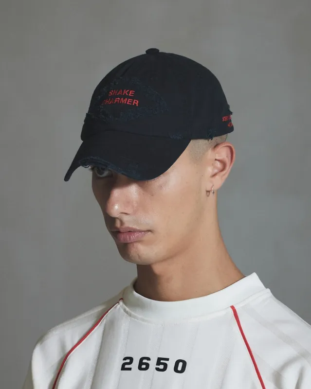 Distressed Snake Baseball Cap - Anthracite Black sold by Han Kjøbenhavn