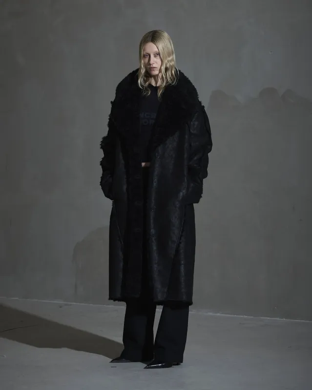 Faux Shearling Coat - Black sold by Han Kjøbenhavn