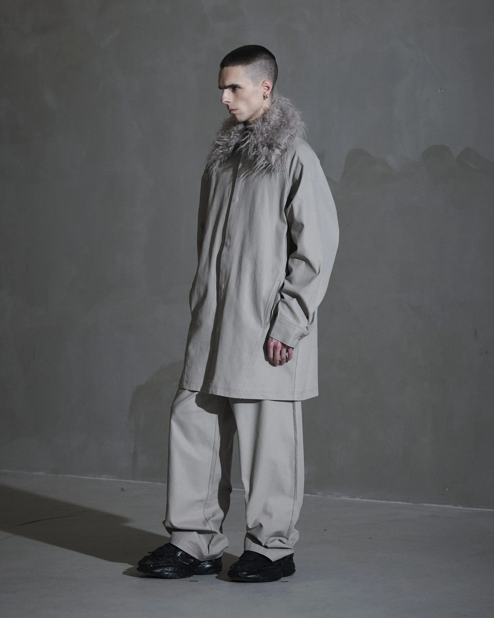 Faux Fur Collared Shirt - Rock Grey sold by Han Kjøbenhavn product image thumbnail 3