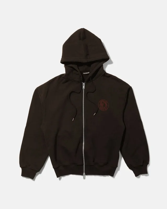 Officer Printed Hoodie - Dark Brown sold by Han Kjøbenhavn