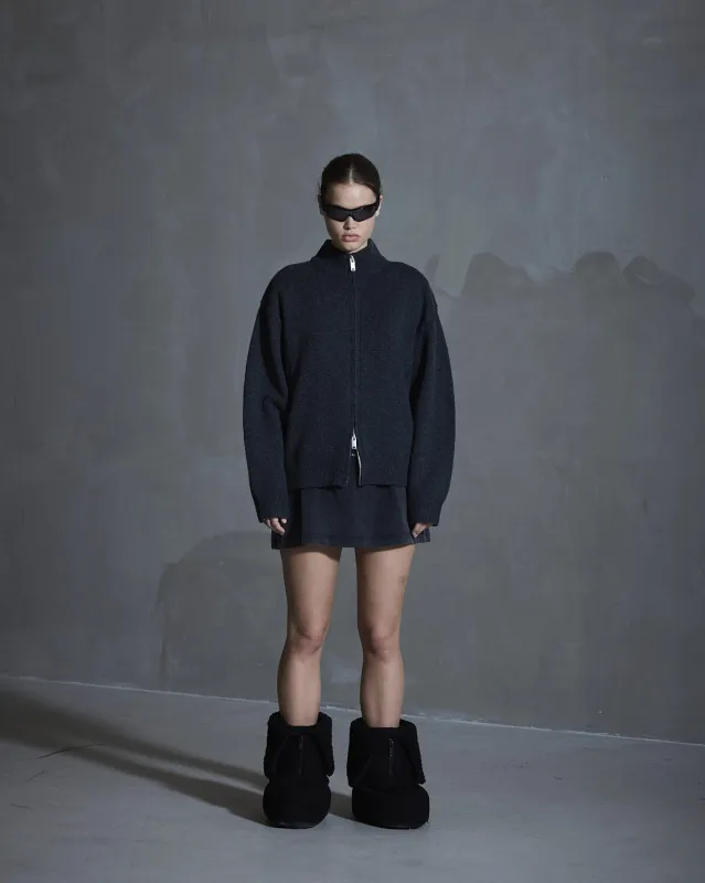 Diamond Zip Cardigan - Dark Grey sold by Han Kjøbenhavn