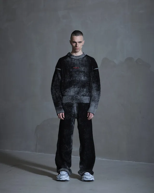 Printed Rib Knit - Dark Grey/ Black sold by Han Kjøbenhavn