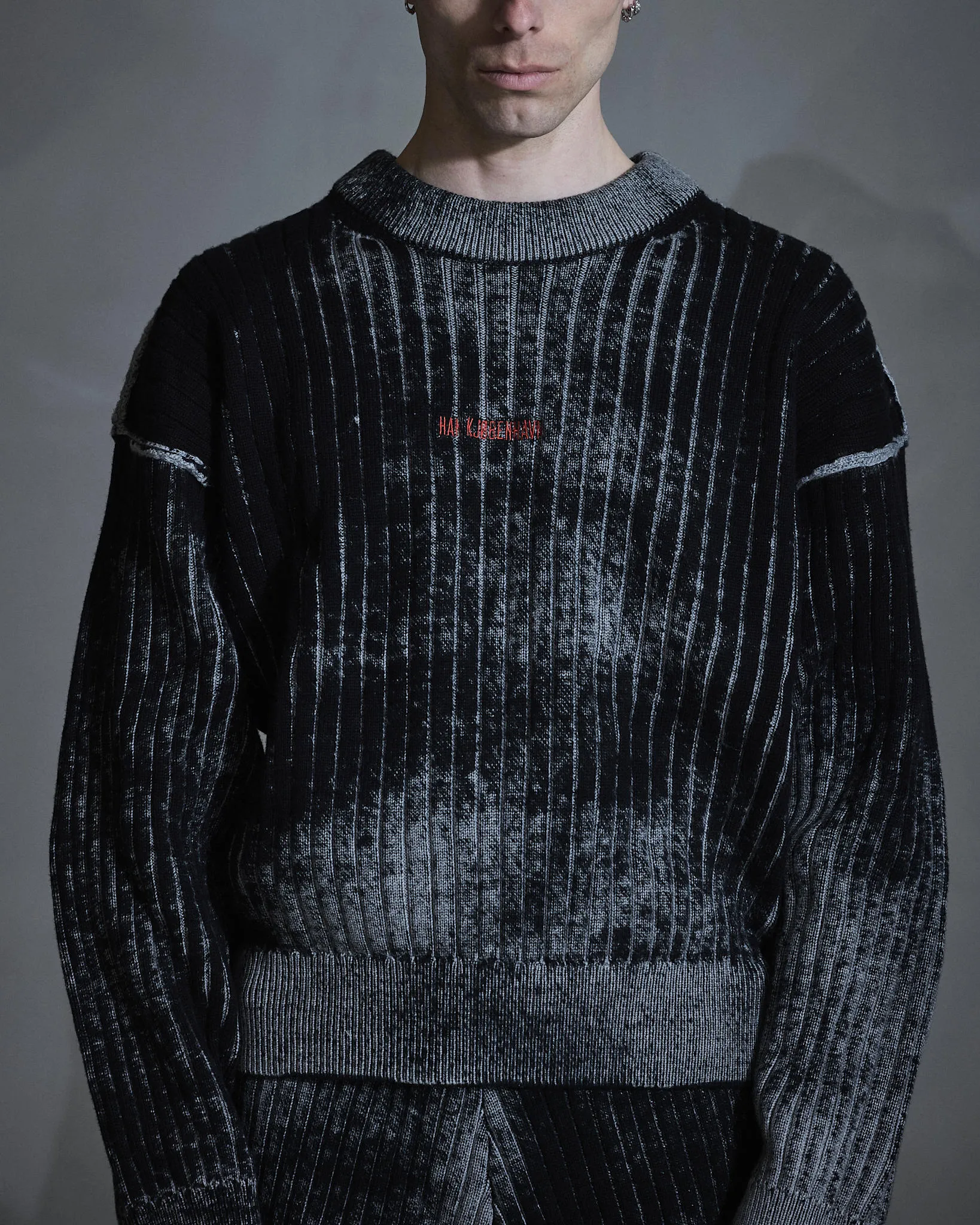 Printed Rib Knit - Dark Grey/ Black sold by Han Kjøbenhavn product image thumbnail 3
