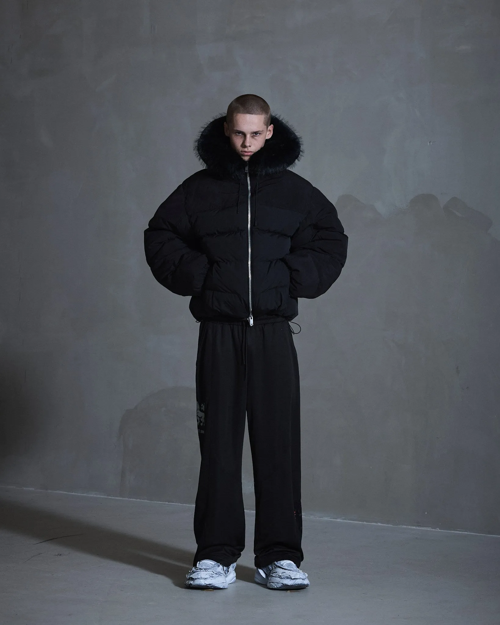 Hooded Puffer Jacket - Black sold by Han Kjøbenhavn