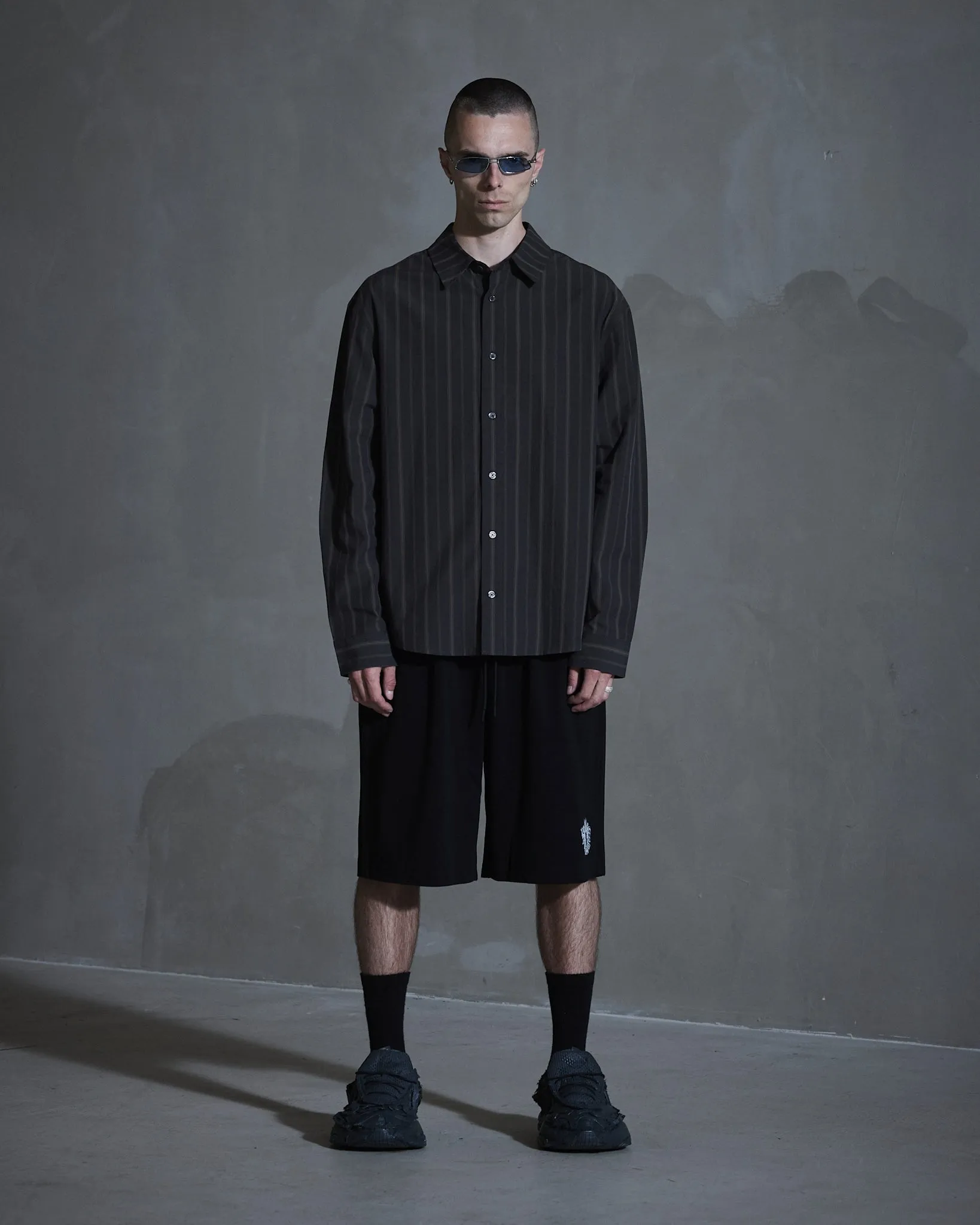 Washed Stripe Long Sleeve Shirt - Dark Brown sold by Han Kjøbenhavn
