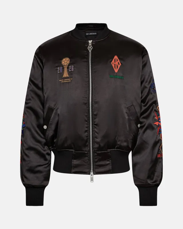 Champions Satin Bomber Jacket - Dark Grey made by Han Kjøbenhavn
