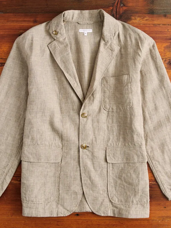 Loiter Jacket in Beige Linen Glen Plaid made by Engineered Garments