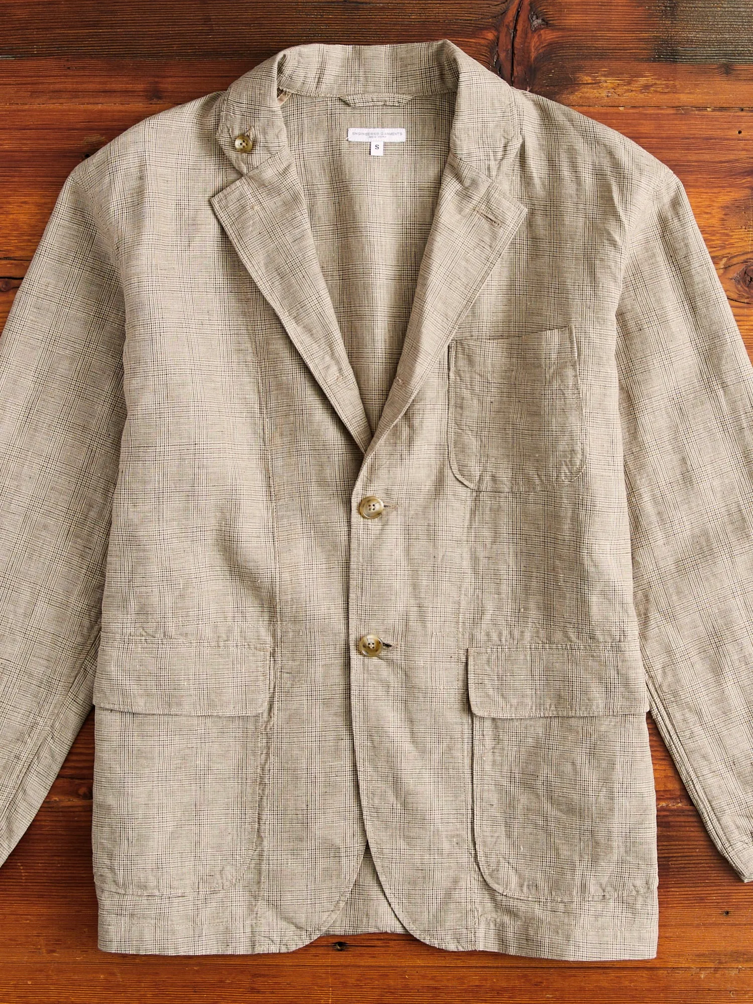 Loiter Jacket in Beige Linen Glen Plaid sold by Blue Owl