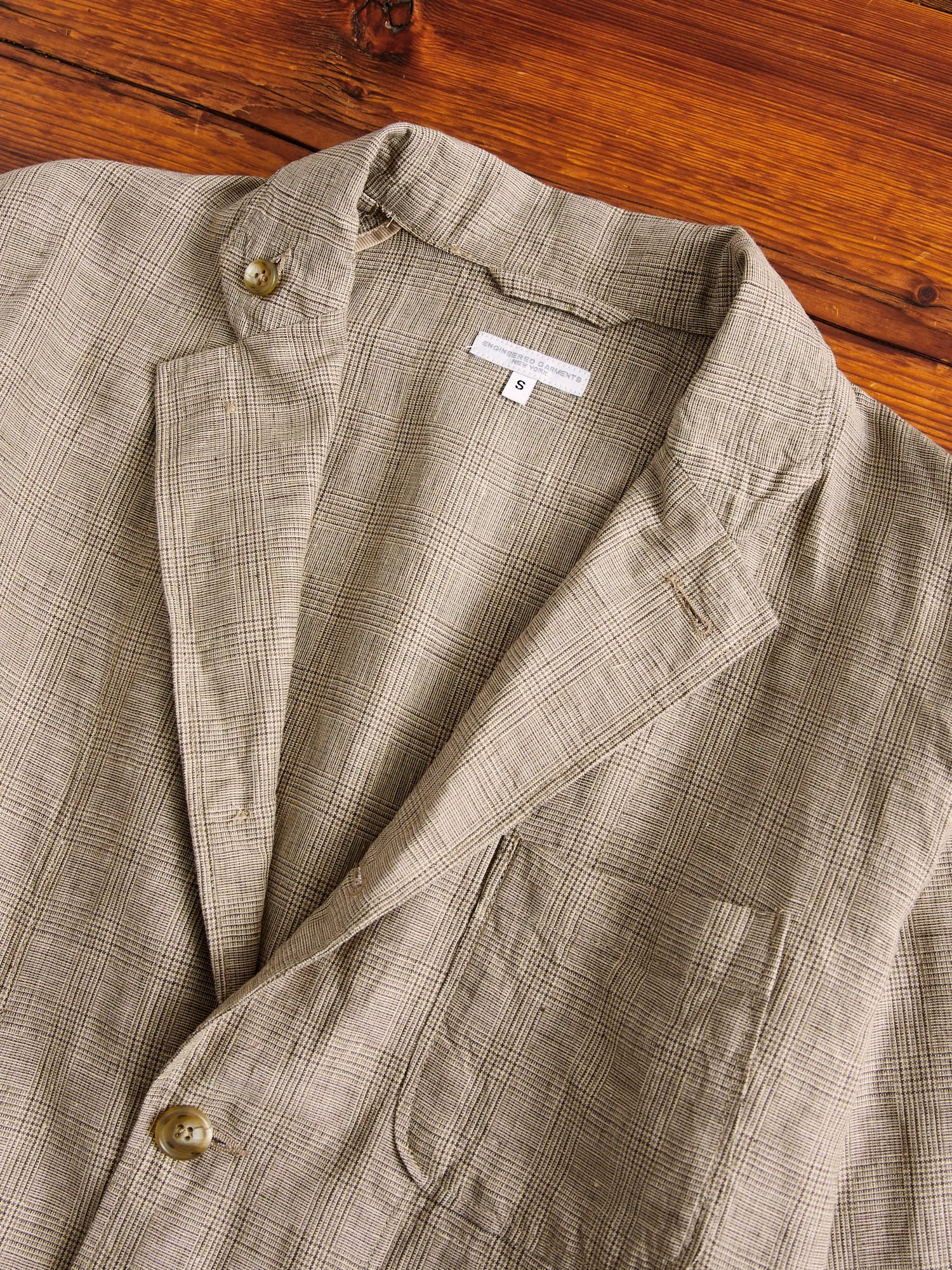 Loiter Jacket in Beige Linen Glen Plaid sold by Blue Owl product image thumbnail 3