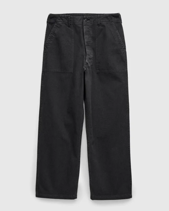 Herringbone Summer Fatigue Pants in Black made by orSlow