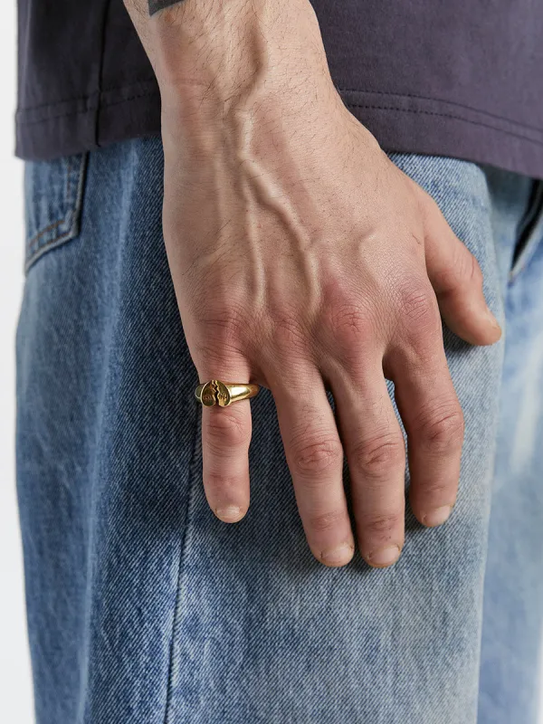 Micro Broken Heart Ring Gold sold by Magliano