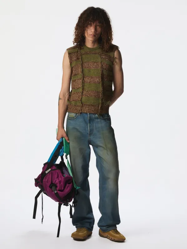 A Mess Of A Vest Green Mix made by Magliano